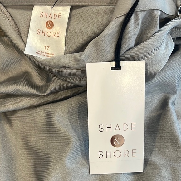 Women’s Shade & Shore New Size 17 Metallic Silver Gray One Piece Swimsuit - Picture 3 of 7